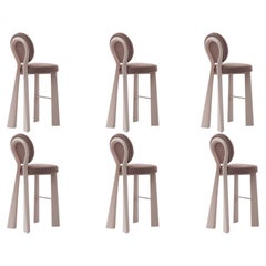 Lot de 6 chaises de bar Mary II en bois ou laquées, Dedar, fabriquées au Portugal par Ottiu
