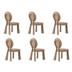 Set of 6 Mary II Dining Chair Wood Lacquered Dedar Made in Portugal By Ottiu
