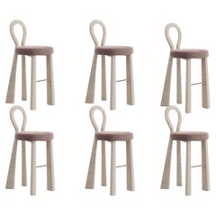 Lot de 6 pieds de chaise de bar Mary III rembourrés Dedar, fabriqués au Portugal par Ottiu