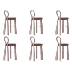 Juego de 6 sillas de bar Mary III, de madera o lacadas, de Dedar, fabricadas en Portugal por Ottiu