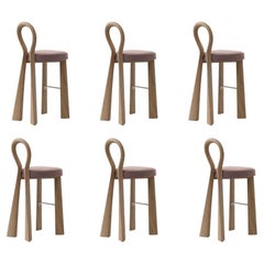Juego de 6 sillas de bar Mary III, de madera o lacadas, de Dedar, fabricadas en Portugal por Ottiu