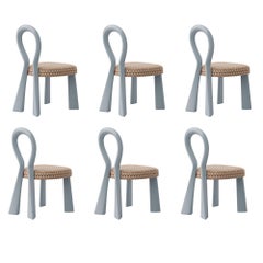 Lot de 6 chaises de salle à manger « Mary III » en bois laqué, marque Dedar, fabriquées au Portugal par Ottiu