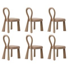 Set of 6 Mary III Dining Chair Wood Lacquered Dedar Made in Portugal By Ottiu