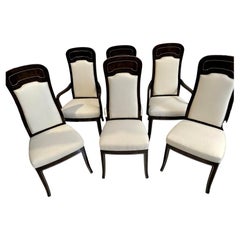 Set of 6 Mastercraft Carpathian Elm and Brass Inlaid DininG Chairs