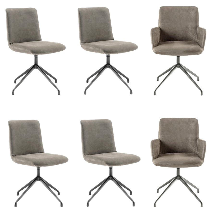 Set of 6 Grey Nabuk Dining Chairs by Claudio Bellini