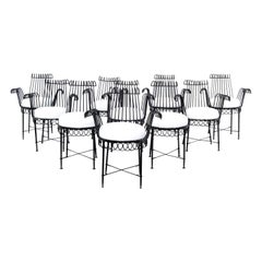 Lot de 6 chaises de salle à manger en fer forgé Mathieu Matégot Cap D'ail Outdoors