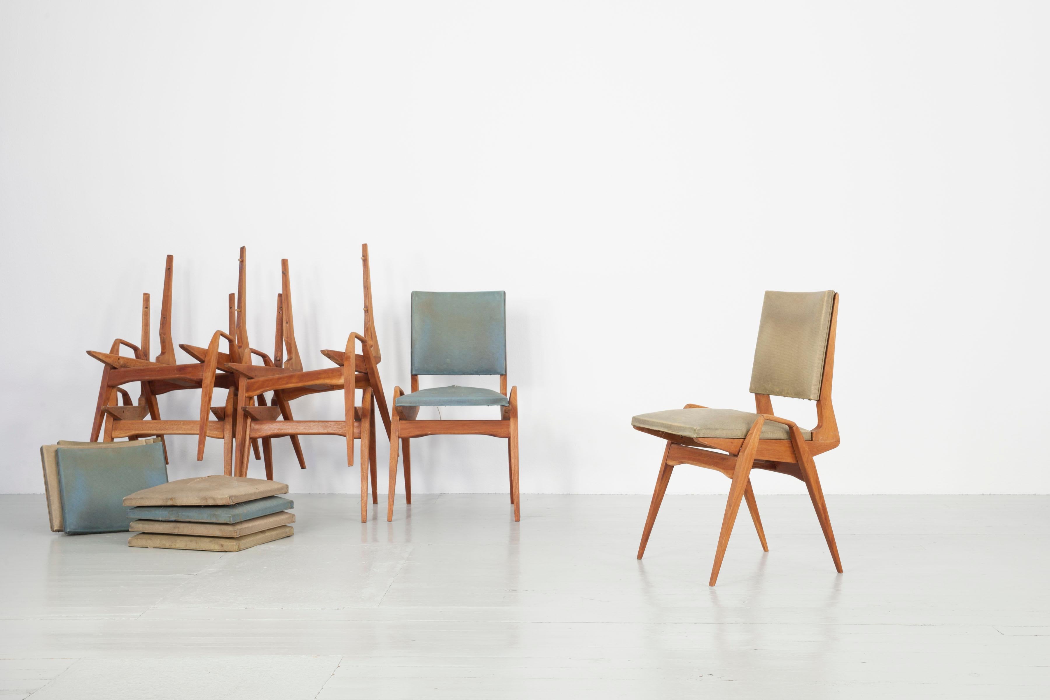 Set of 6 Maurice Pré Dining Room Chairs, France, 1950s 1