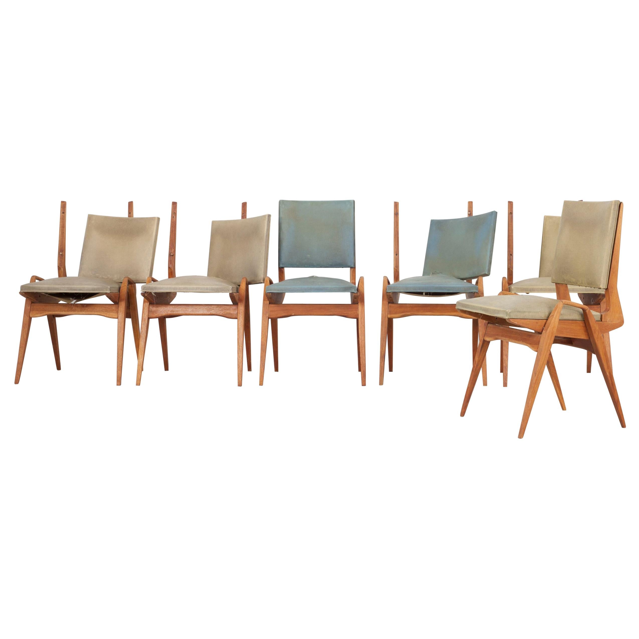 Set of 6 Maurice Pré Dining Room Chairs, France, 1950s