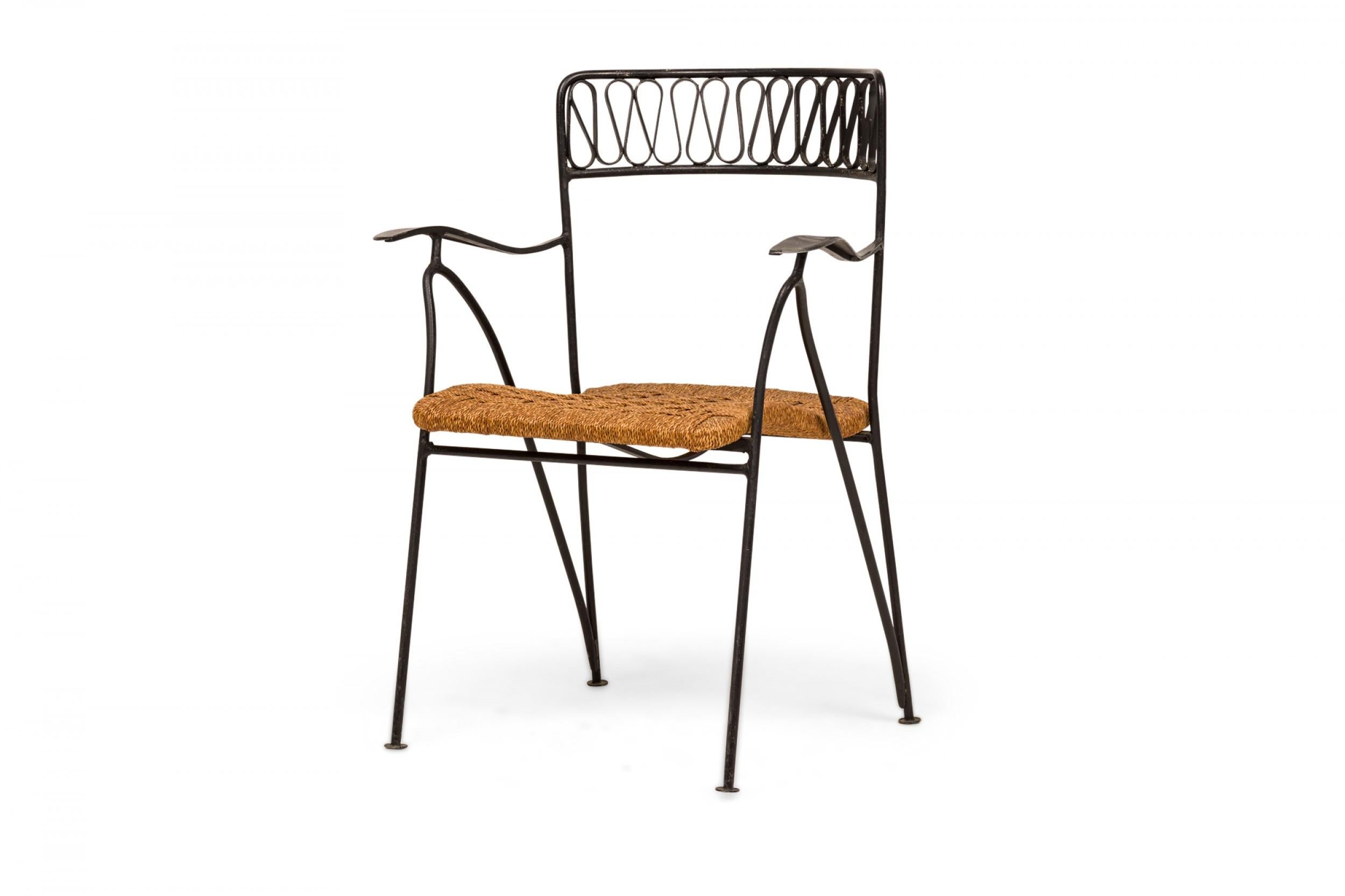 Mid-Century Modern Ensemble de 6 chaises en métal noir du milieu du siècle Maurizio Tempestini pour Salterini en vente