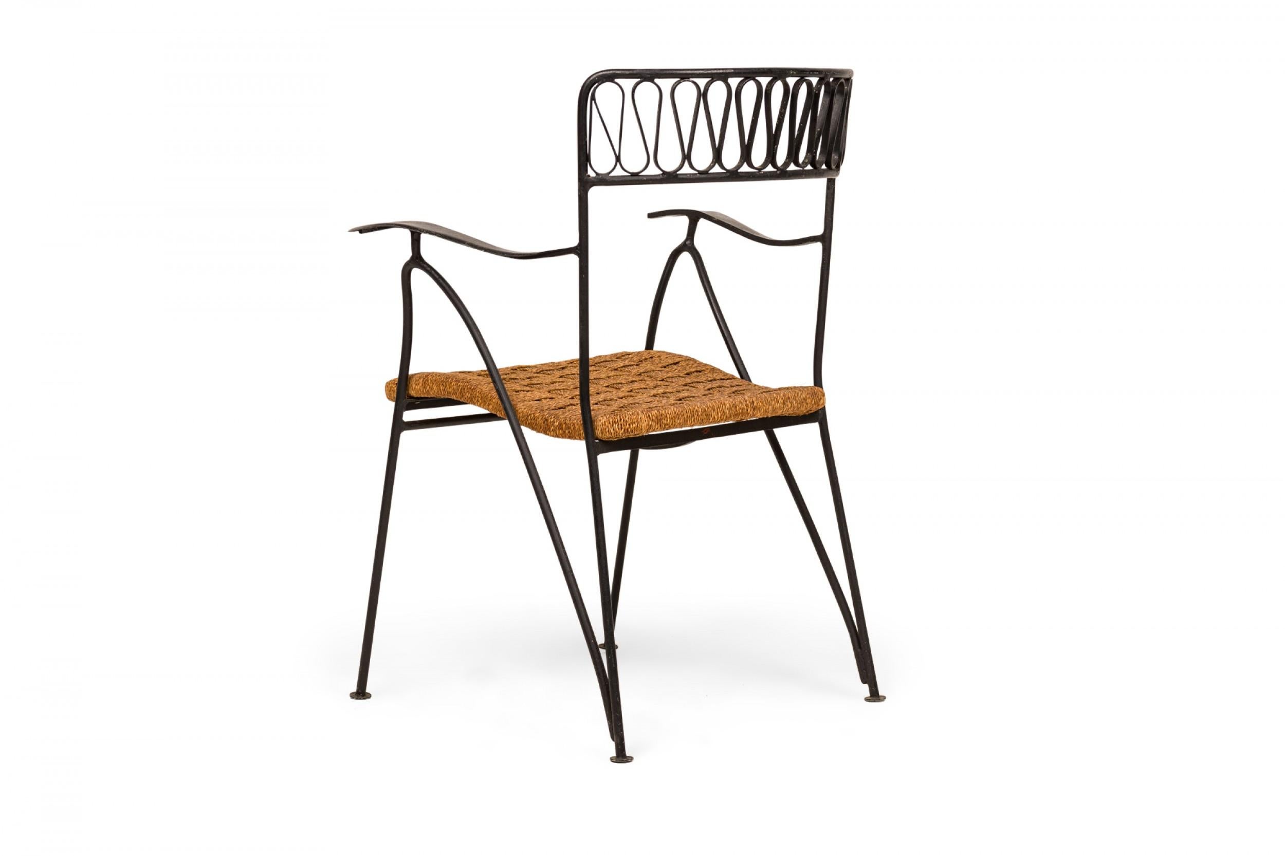 20ième siècle Ensemble de 6 chaises en métal noir du milieu du siècle Maurizio Tempestini pour Salterini en vente