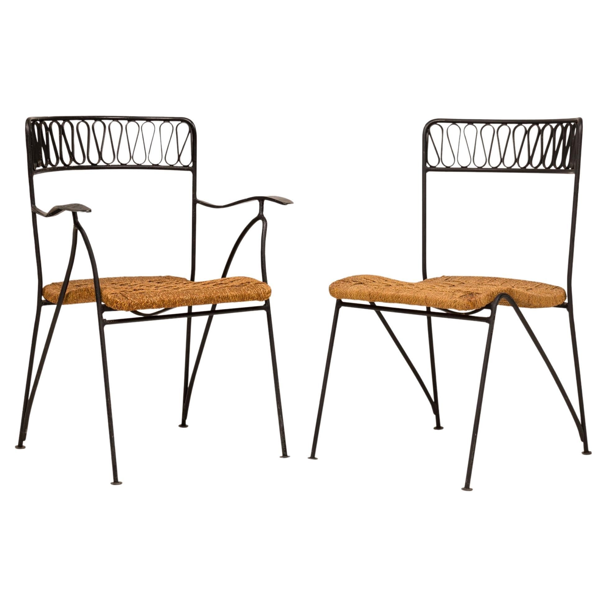 Ensemble de 6 chaises en métal noir du milieu du siècle Maurizio Tempestini pour Salterini en vente