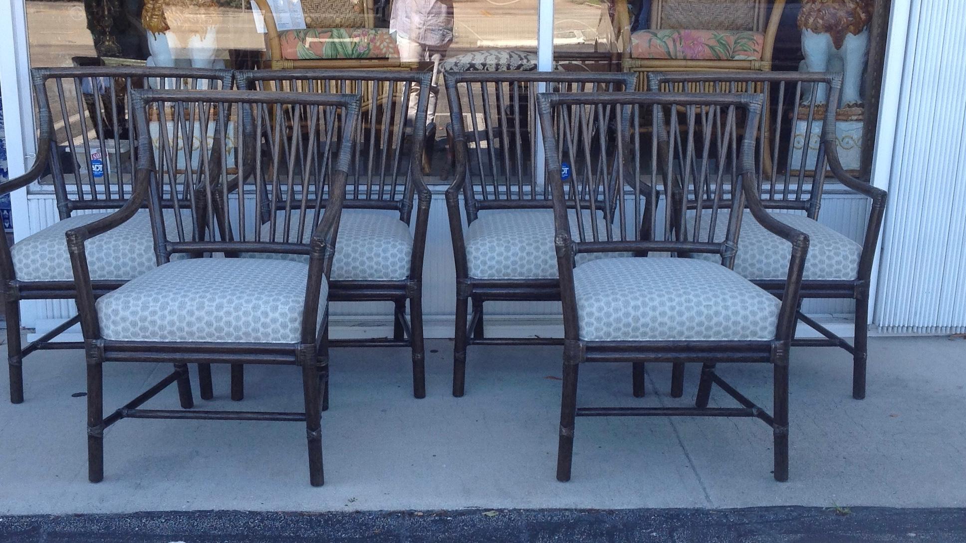 American Set of 6 McGuire Armchairs