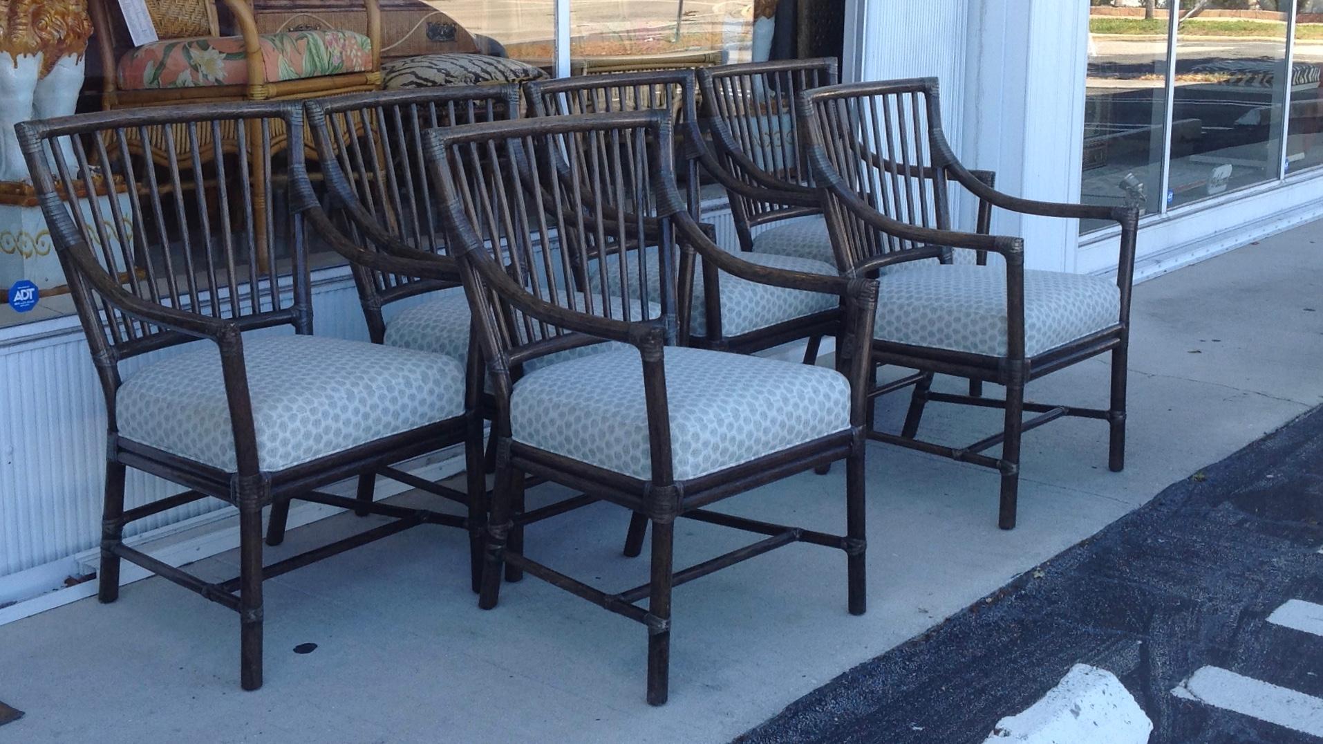 Set of 6 McGuire Armchairs In Good Condition In West Palm Beach, FL