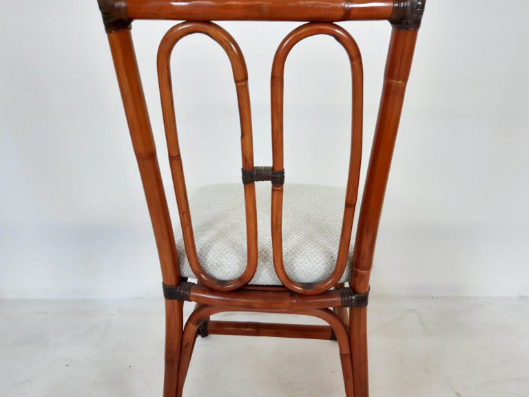 Set of 6 McGuire Attributed Vintage Bamboo Dining Chairs 1