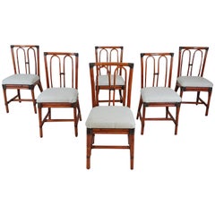 Set of 6 McGuire Attributed Vintage Bamboo Dining Chairs