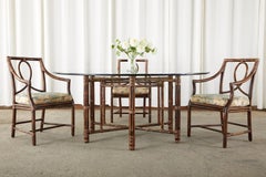 Set of Six McGuire Organic Modern Rattan Dining Armchairs