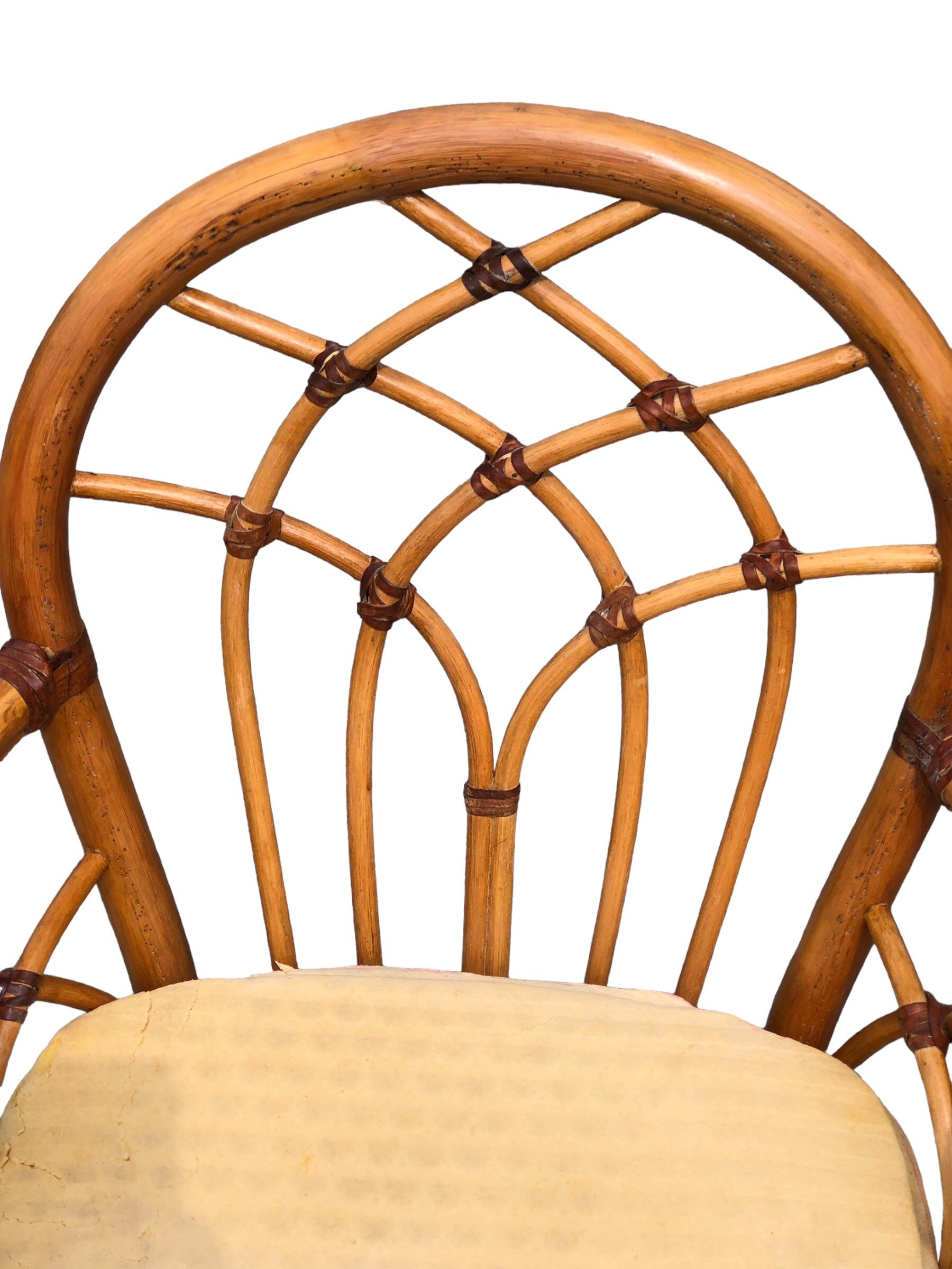 Set di 6 sedie da pranzo in rattan organico McGuire in vendita 1