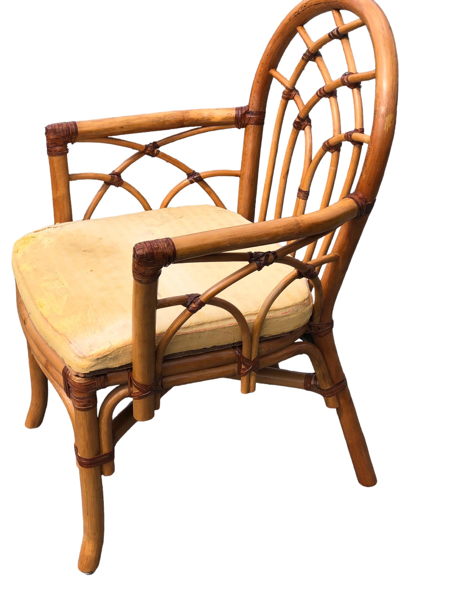 Set di 6 sedie da pranzo in rattan organico McGuire in vendita 2