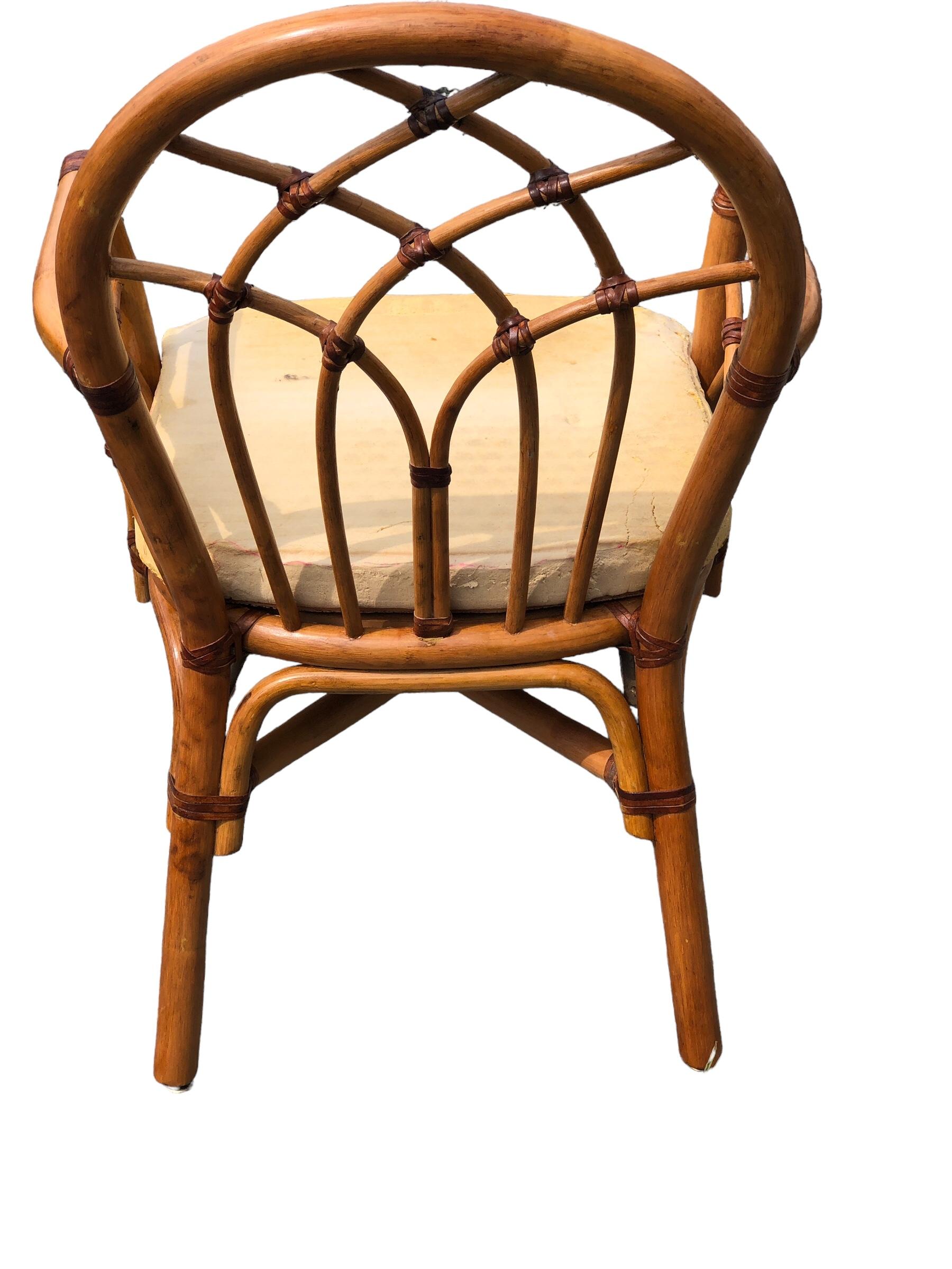 Set di 6 sedie da pranzo in rattan organico McGuire in vendita 3