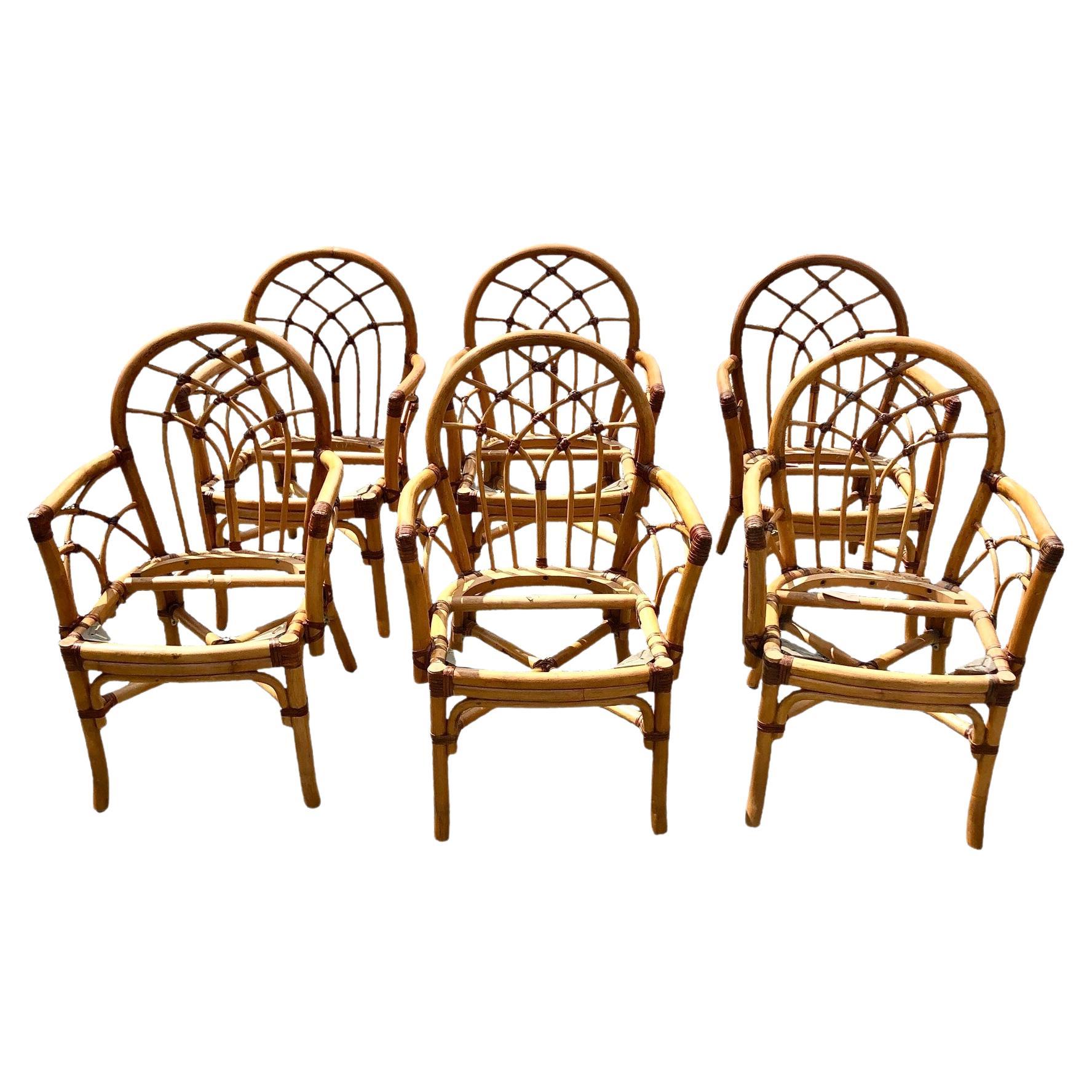 Set of 6 McGuire Organic Rattan Dining Chairs