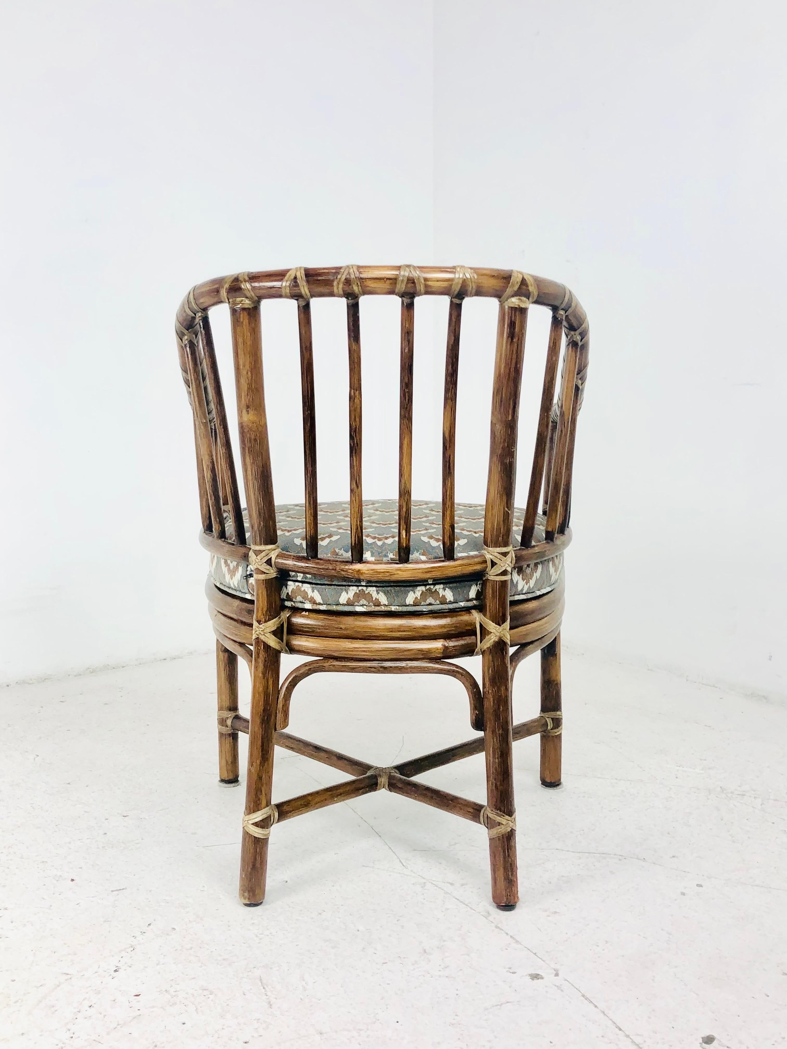 Late 20th Century Set of 6 McGuire Rattan Dining Chairs