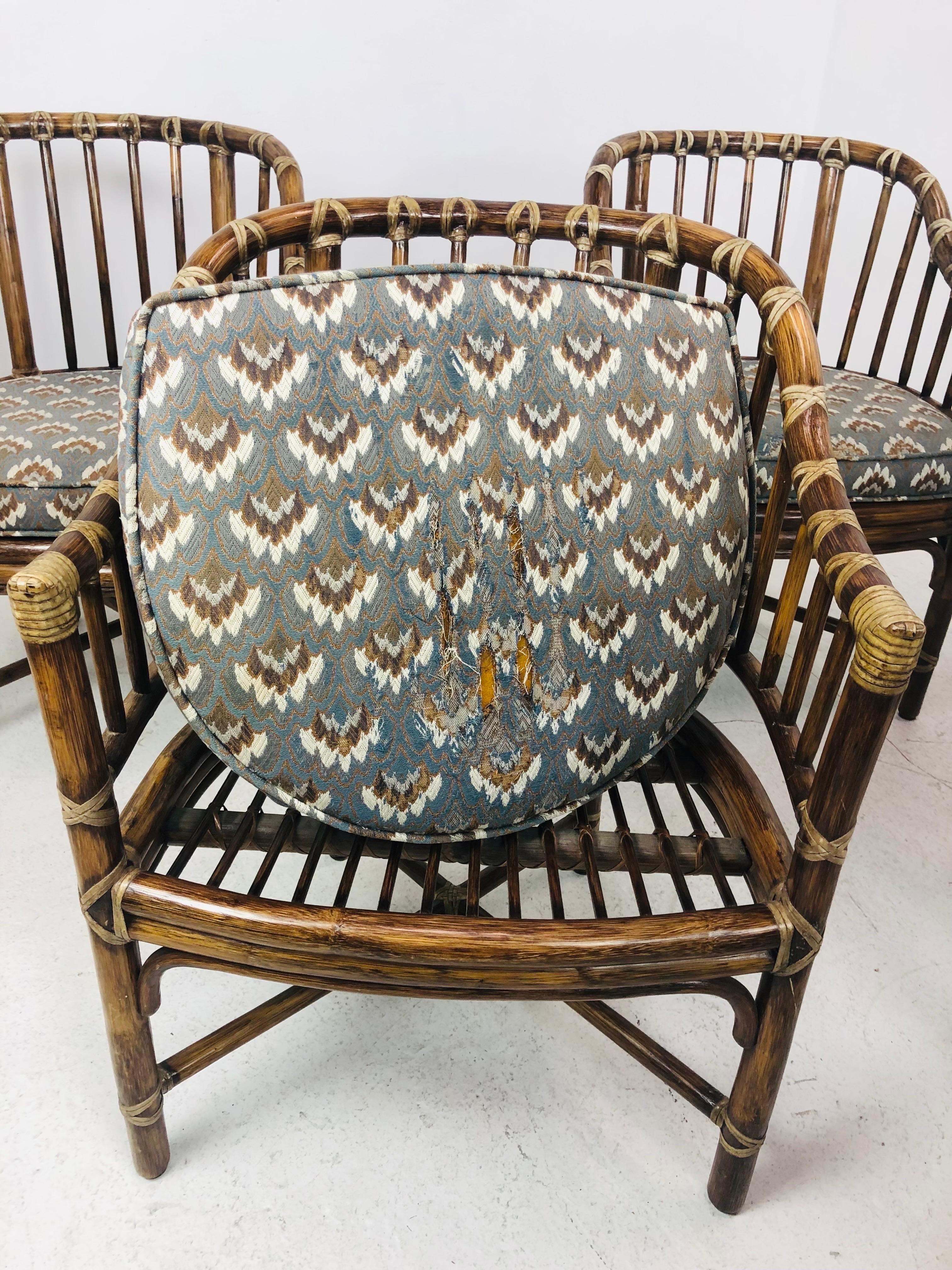 Set of 6 McGuire Rattan Dining Chairs 1