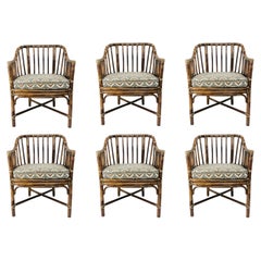 Set of 6 McGuire Rattan Dining Chairs