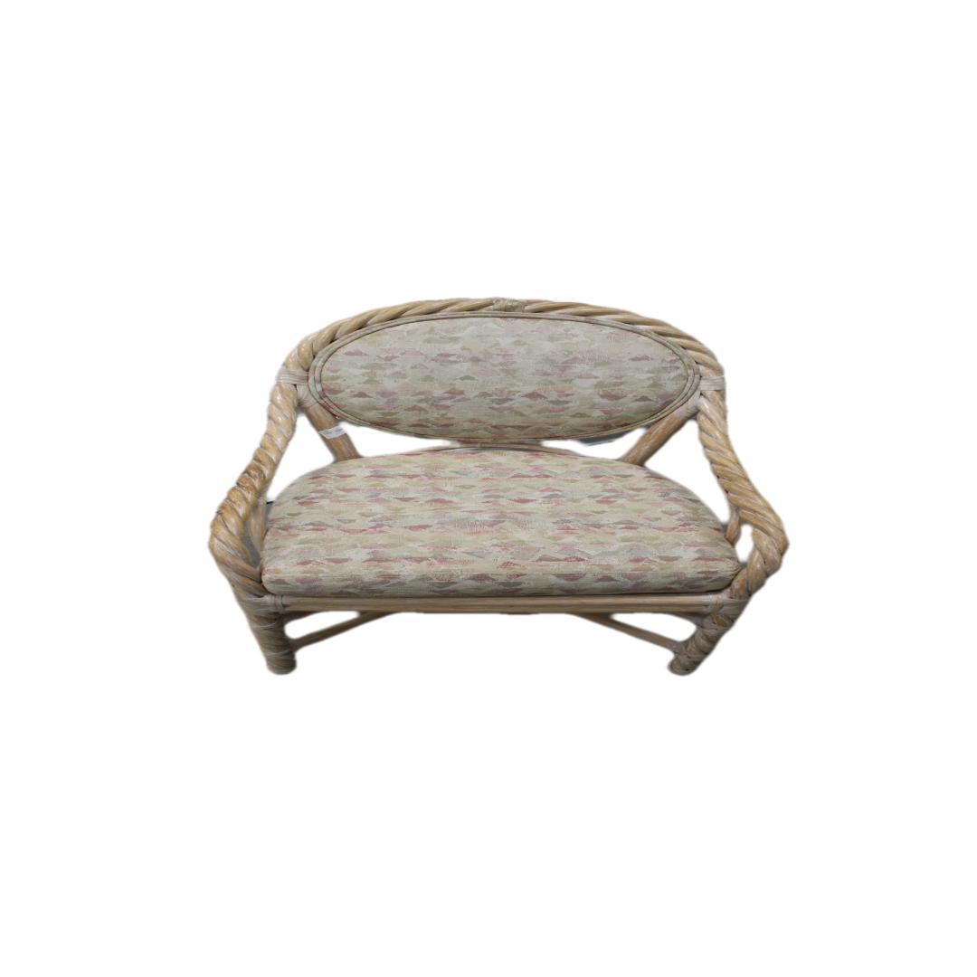 American Set of 6 McGuire Twisted Rattan Rawhide Chairs For Sale