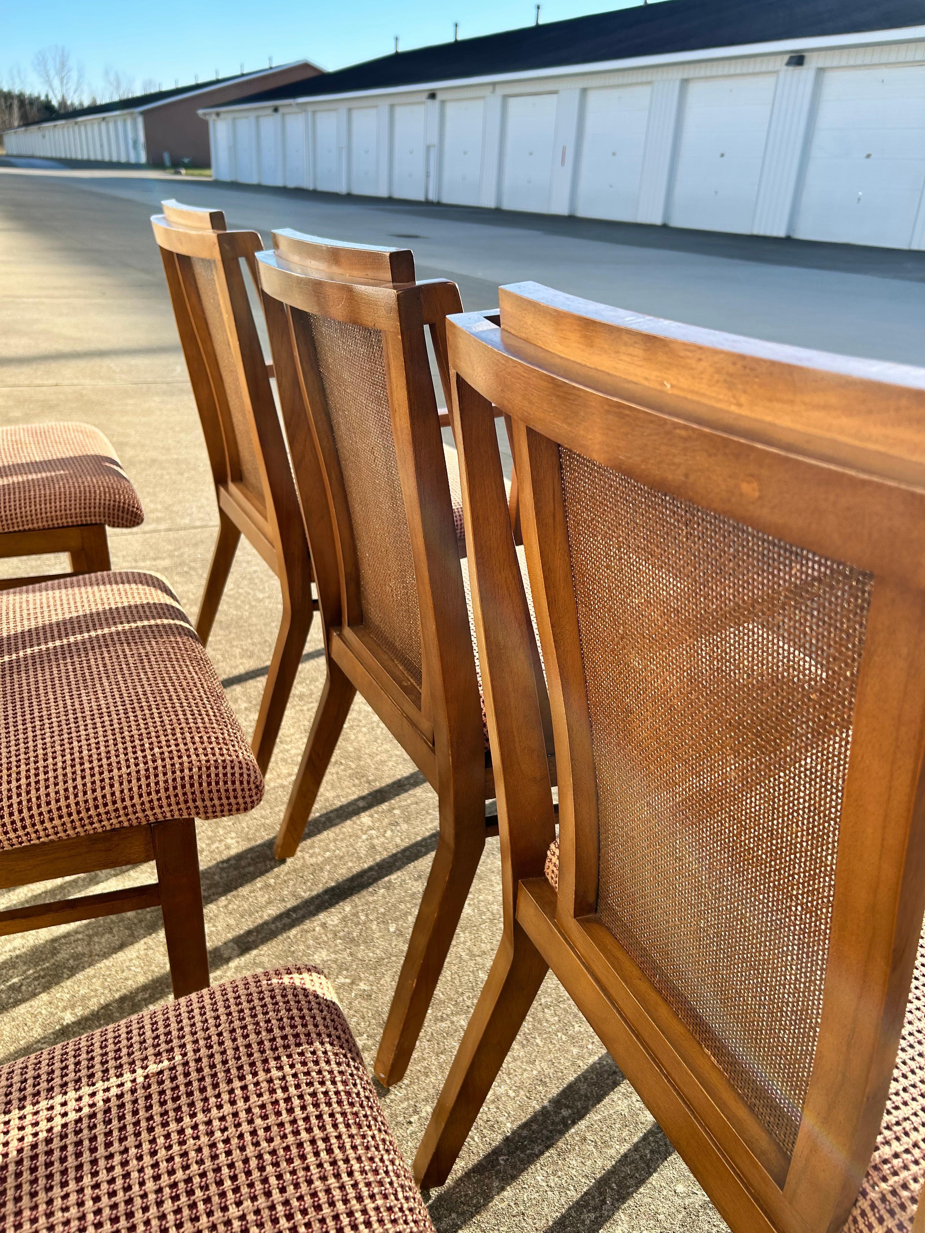 Set of 6 MCM Cane Back Dining Chairs by Drexel For Sale 2