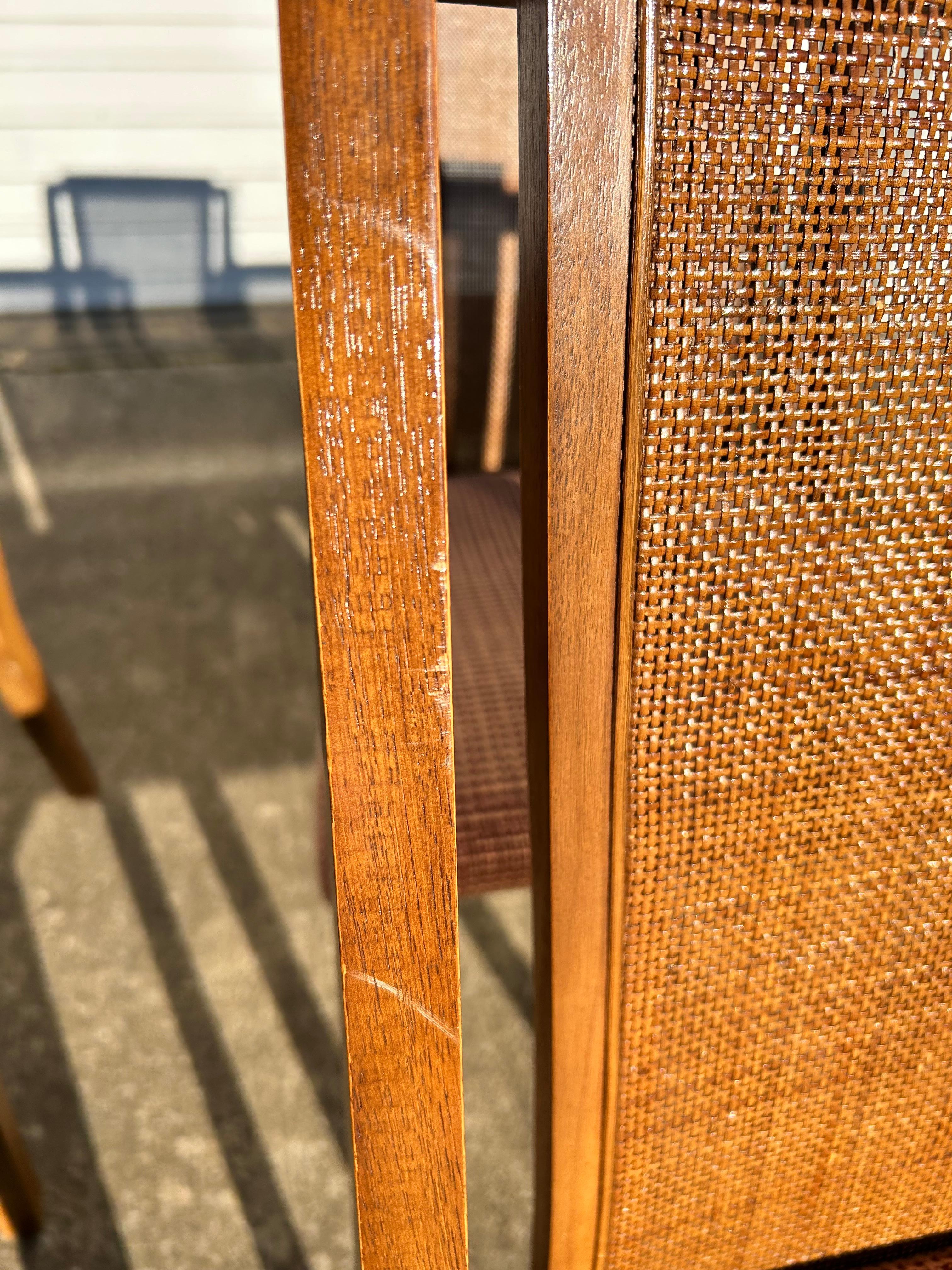 Mid-Century Modern Set of 6 MCM Cane Back Dining Chairs by Drexel For Sale