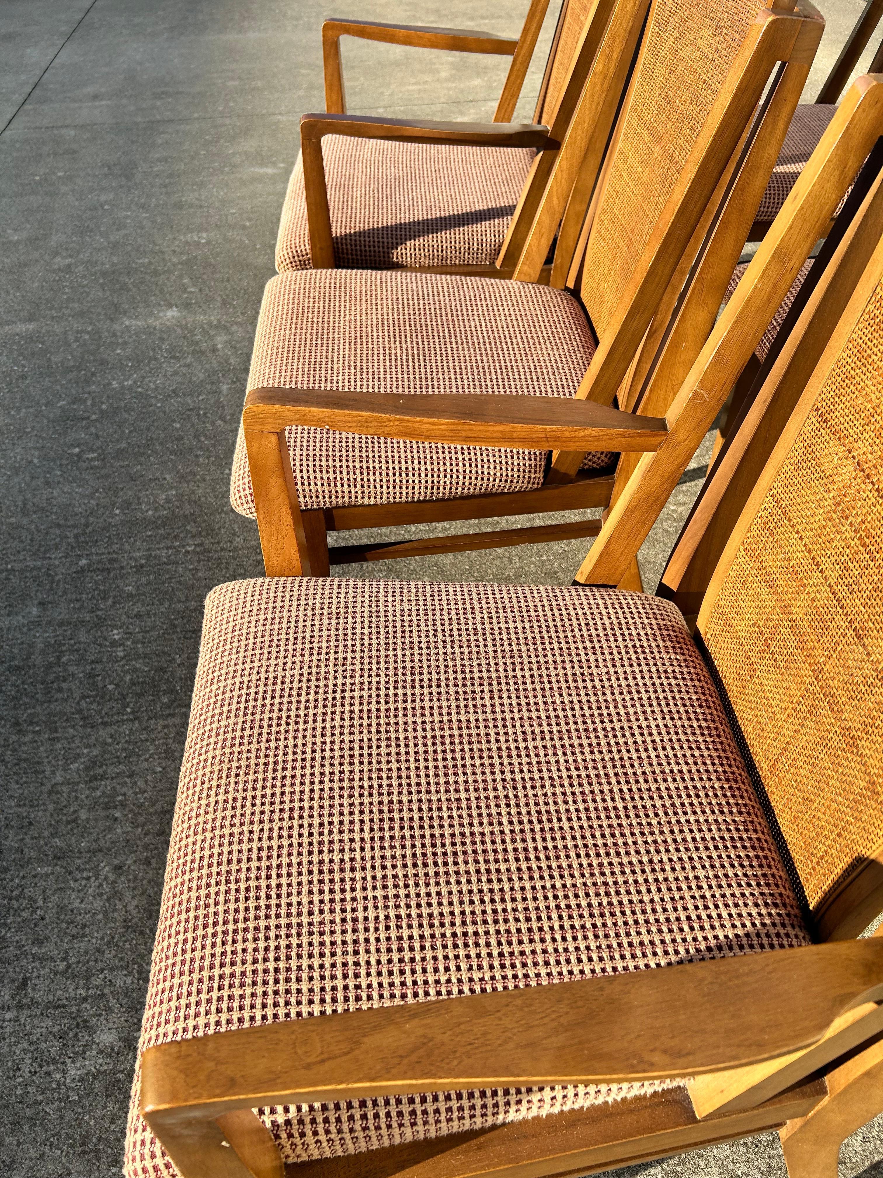 Set of 6 MCM Cane Back Dining Chairs by Drexel In Good Condition For Sale In Medina, OH