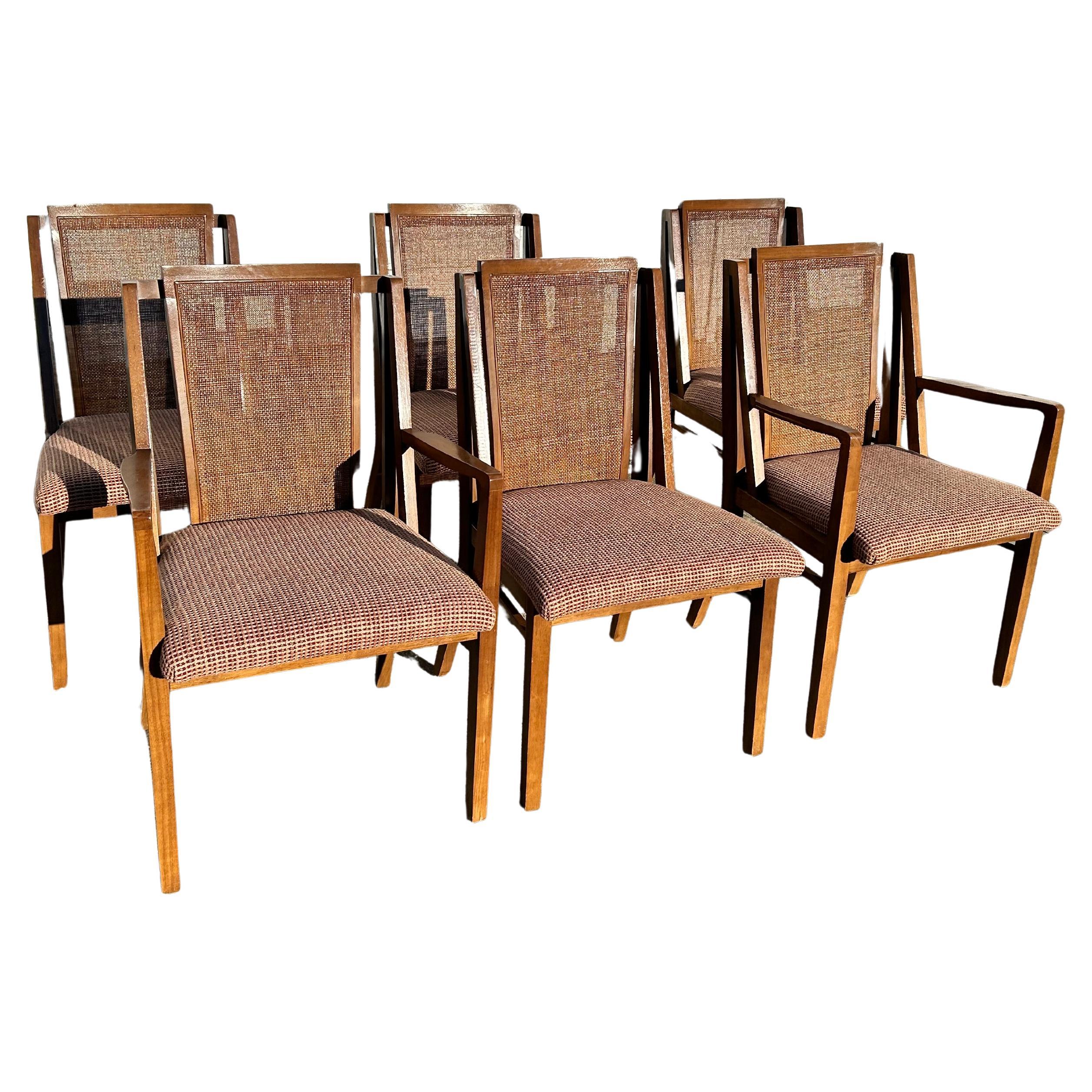 Set of 6 MCM Cane Back Dining Chairs by Drexel