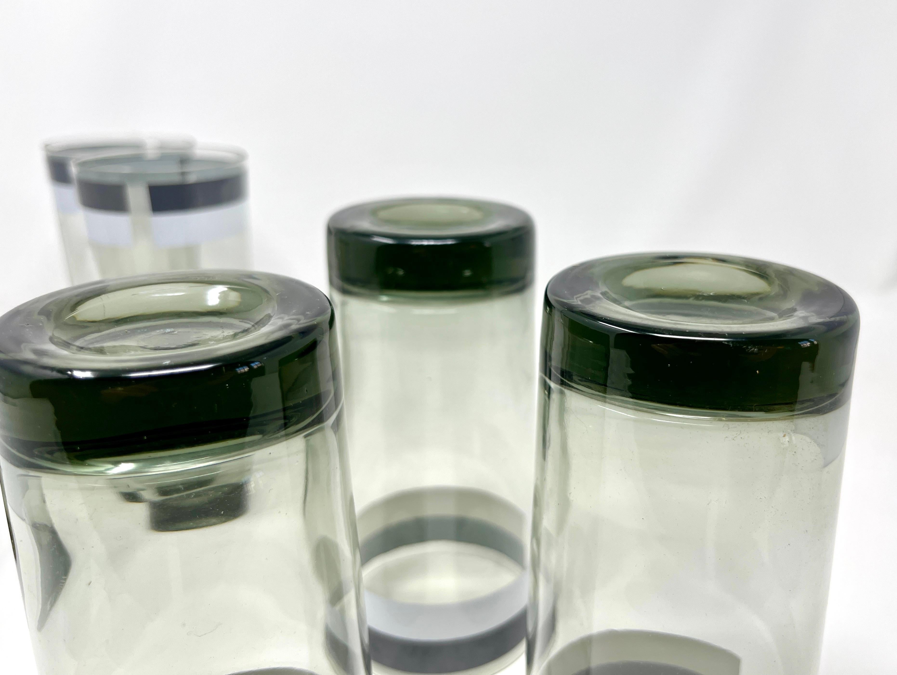 Ensemble de 6 verres à cocktail longs rayés vert teinté MCM, Mod Op Art en vente 4