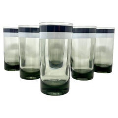 Set de 6 copas de cóctel MCM Green Tint Striped Highball, Mod Op Art