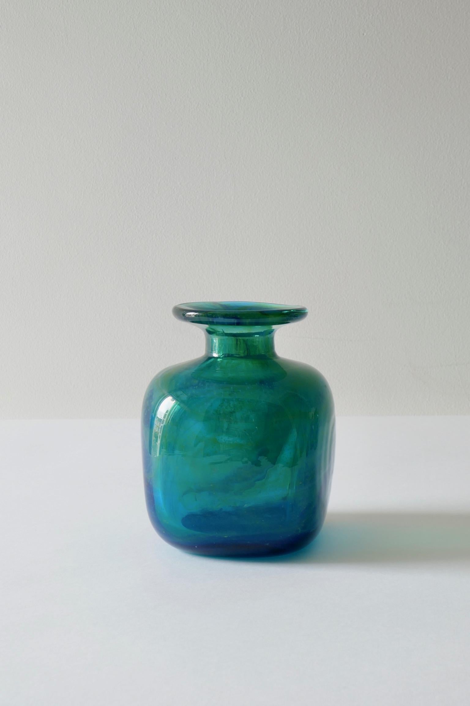 Set of 6 Mdina Turquoise Blue and Green Glass Vases, 1960s 3