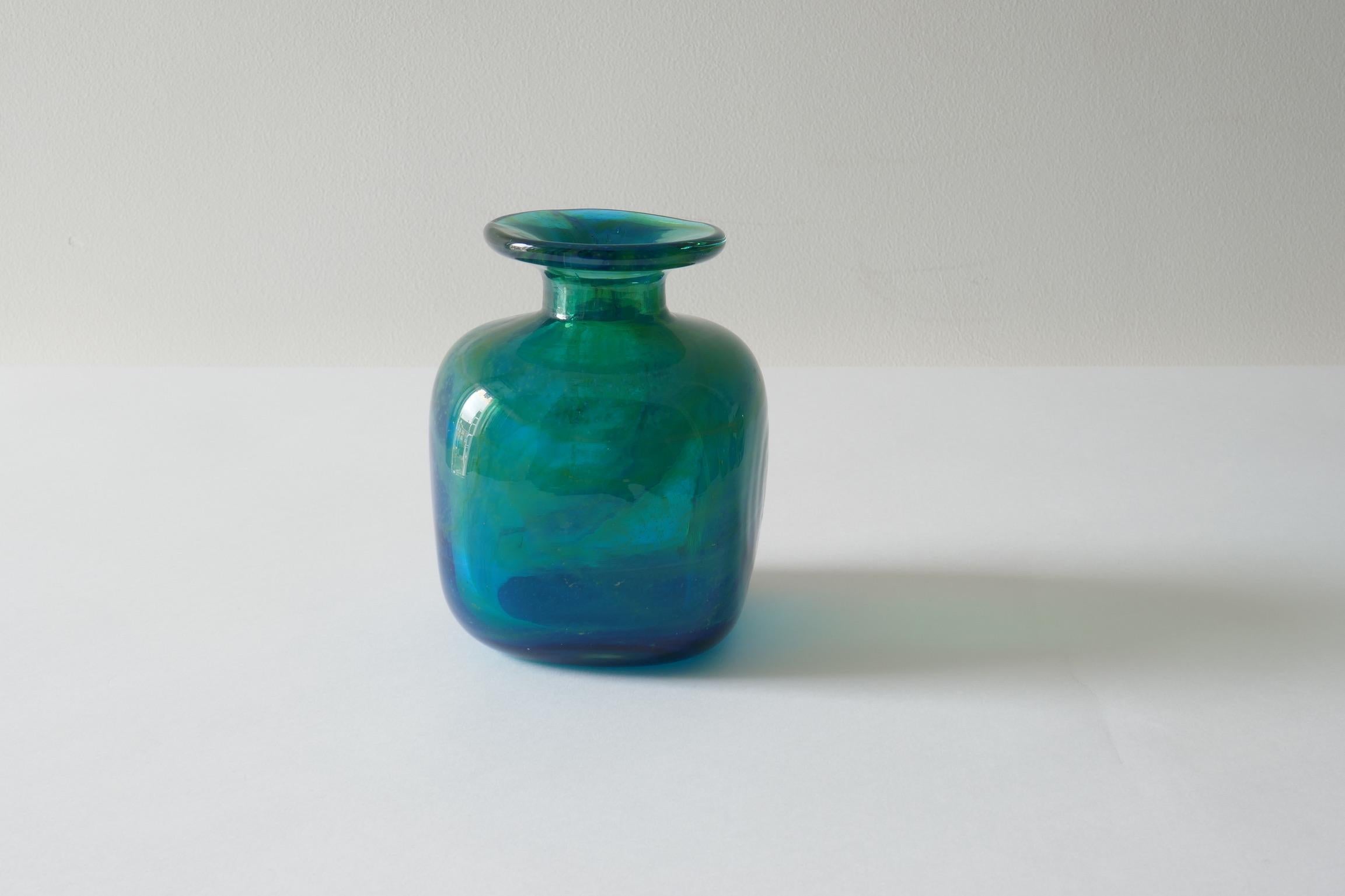 Set of 6 Mdina Turquoise Blue and Green Glass Vases, 1960s 4