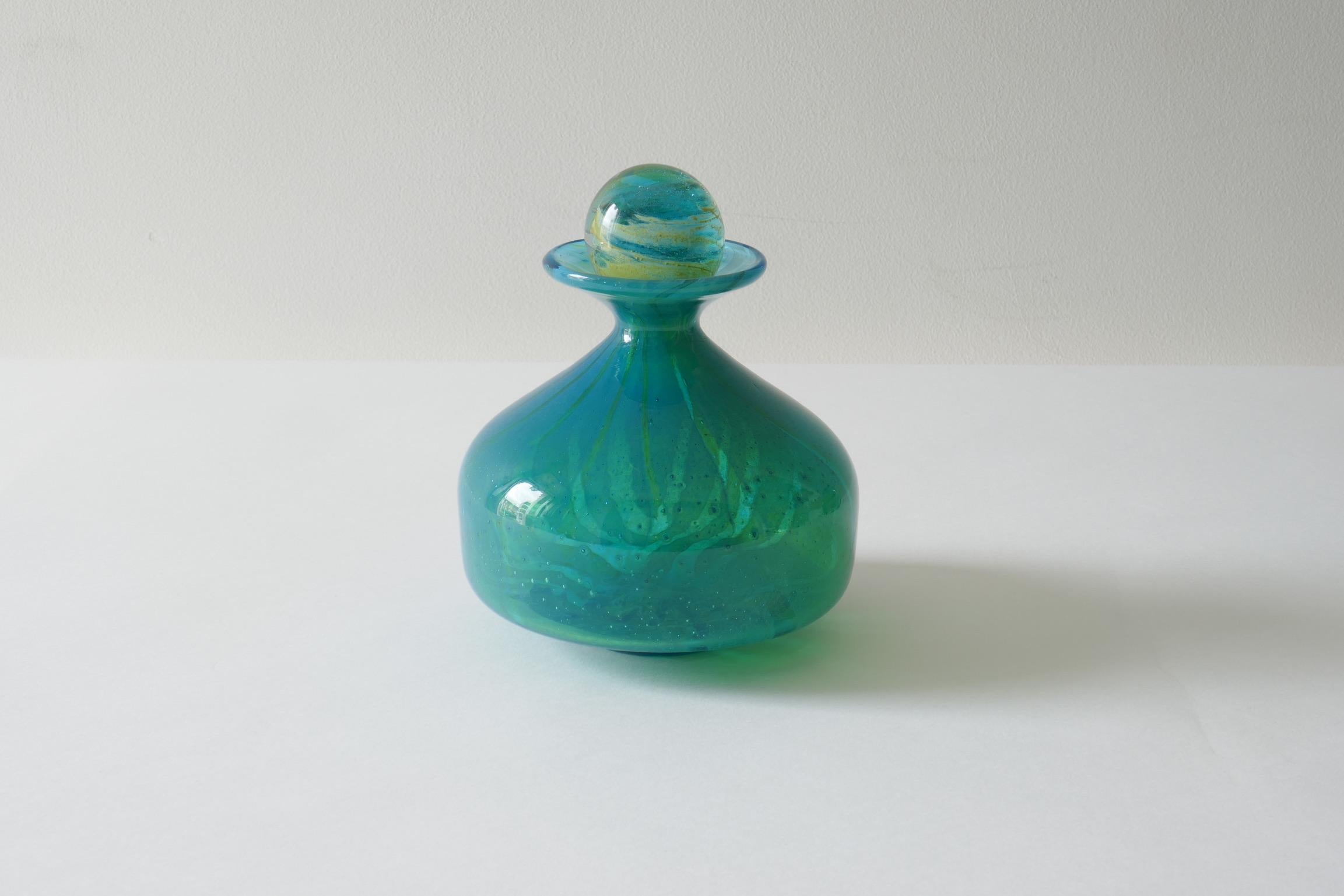 Set of 6 Mdina Turquoise Blue and Green Glass Vases, 1960s 1
