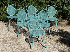 Set of 6 "medallion" garden chairs 1950