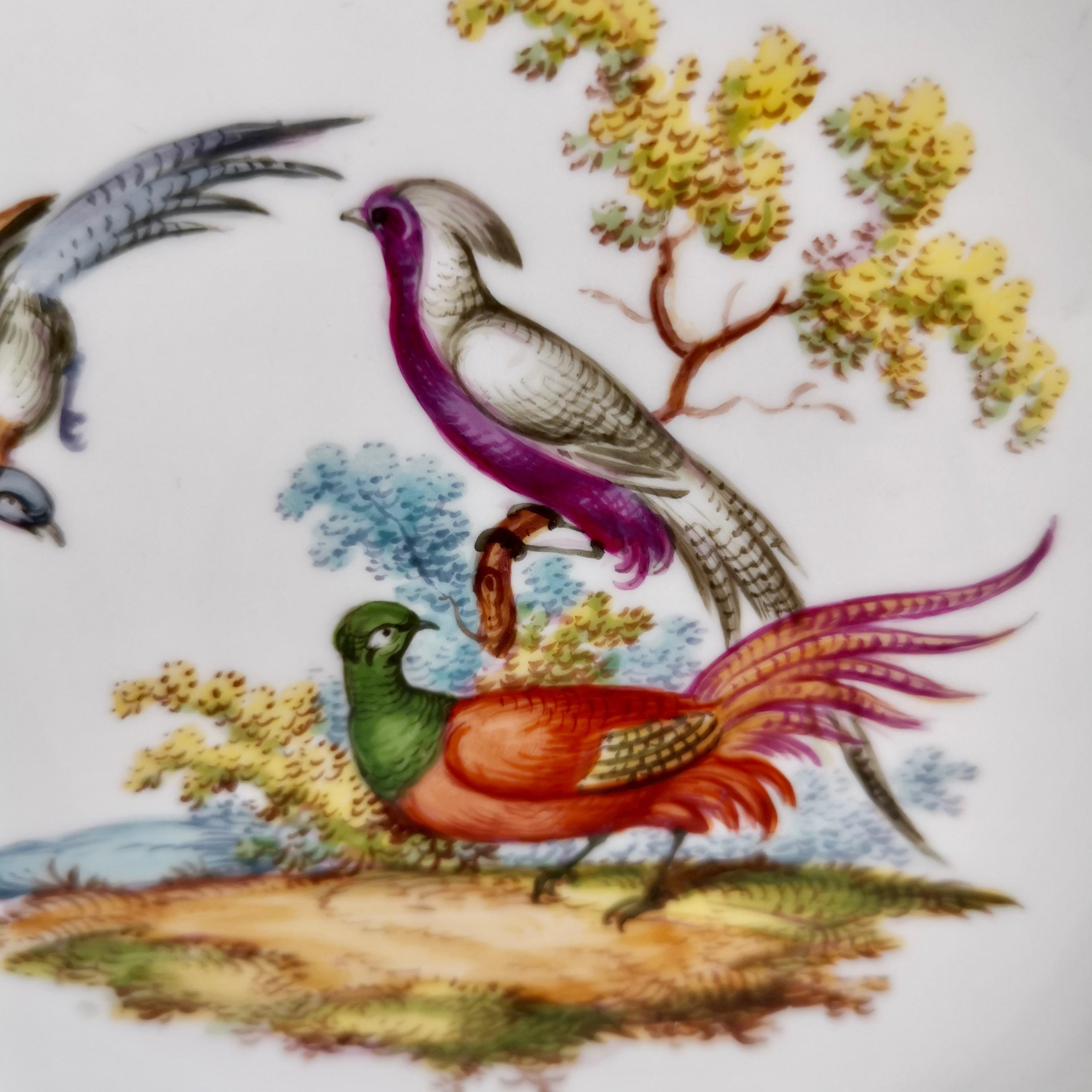 Set of 6 Meissen Porcelain Dessert Plates, White, Hand Painted Birds, 1852-1870 1