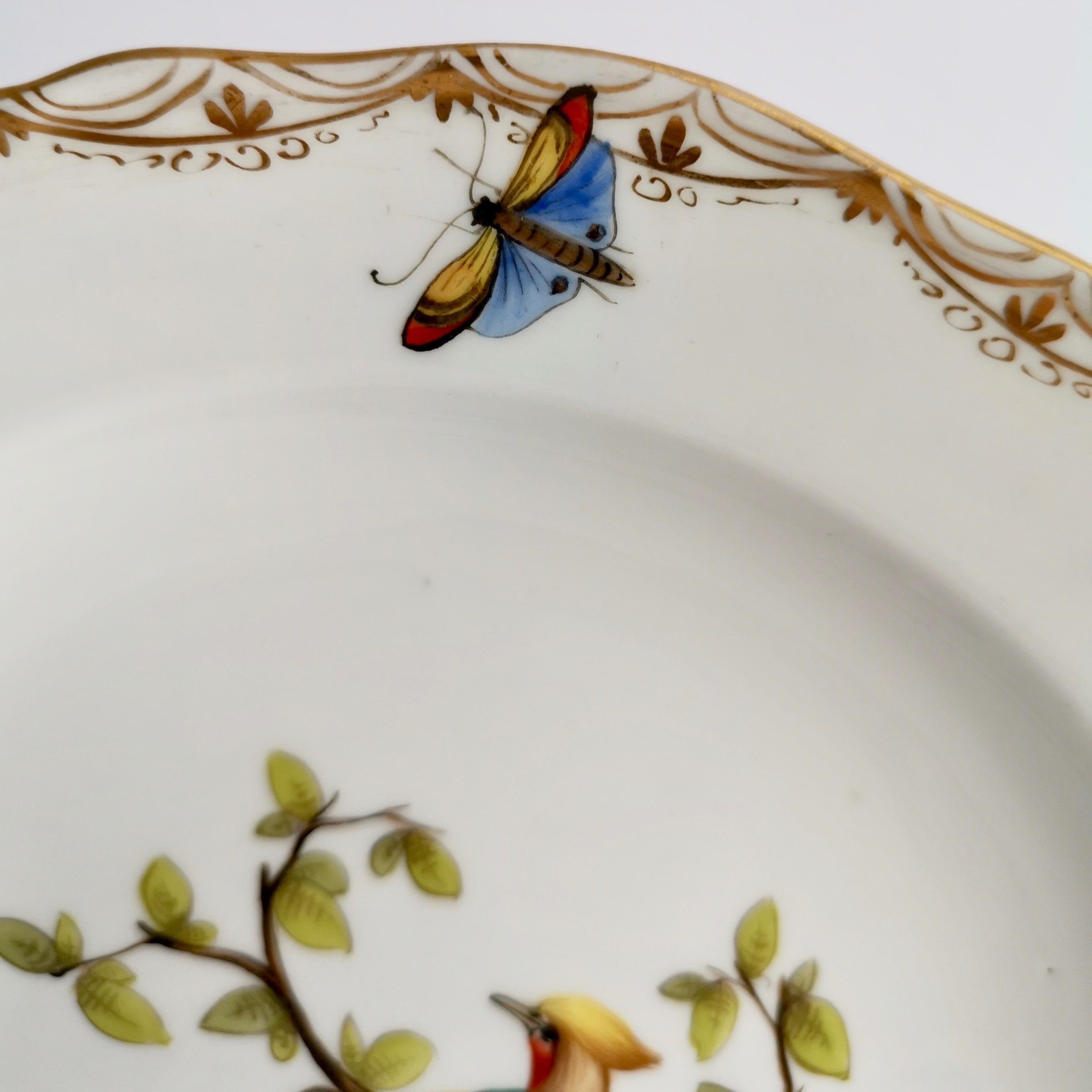 Set of 6 Meissen Porcelain Dessert Plates, White, Hand Painted Birds, 1852-1870 In Good Condition In London, GB