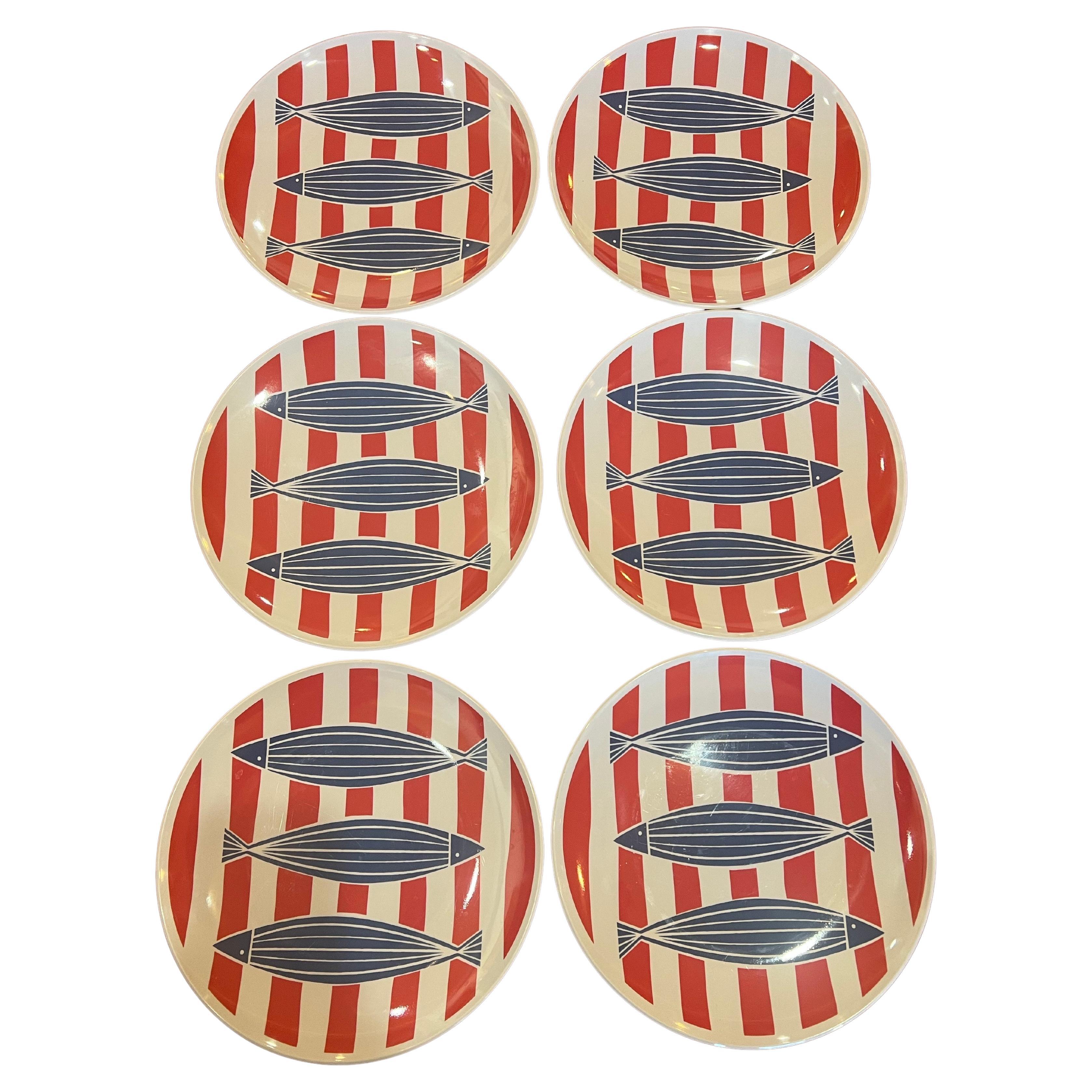 Set of 6 Melamine Plates by Jonathan Adler 2 Sets Available For Sale