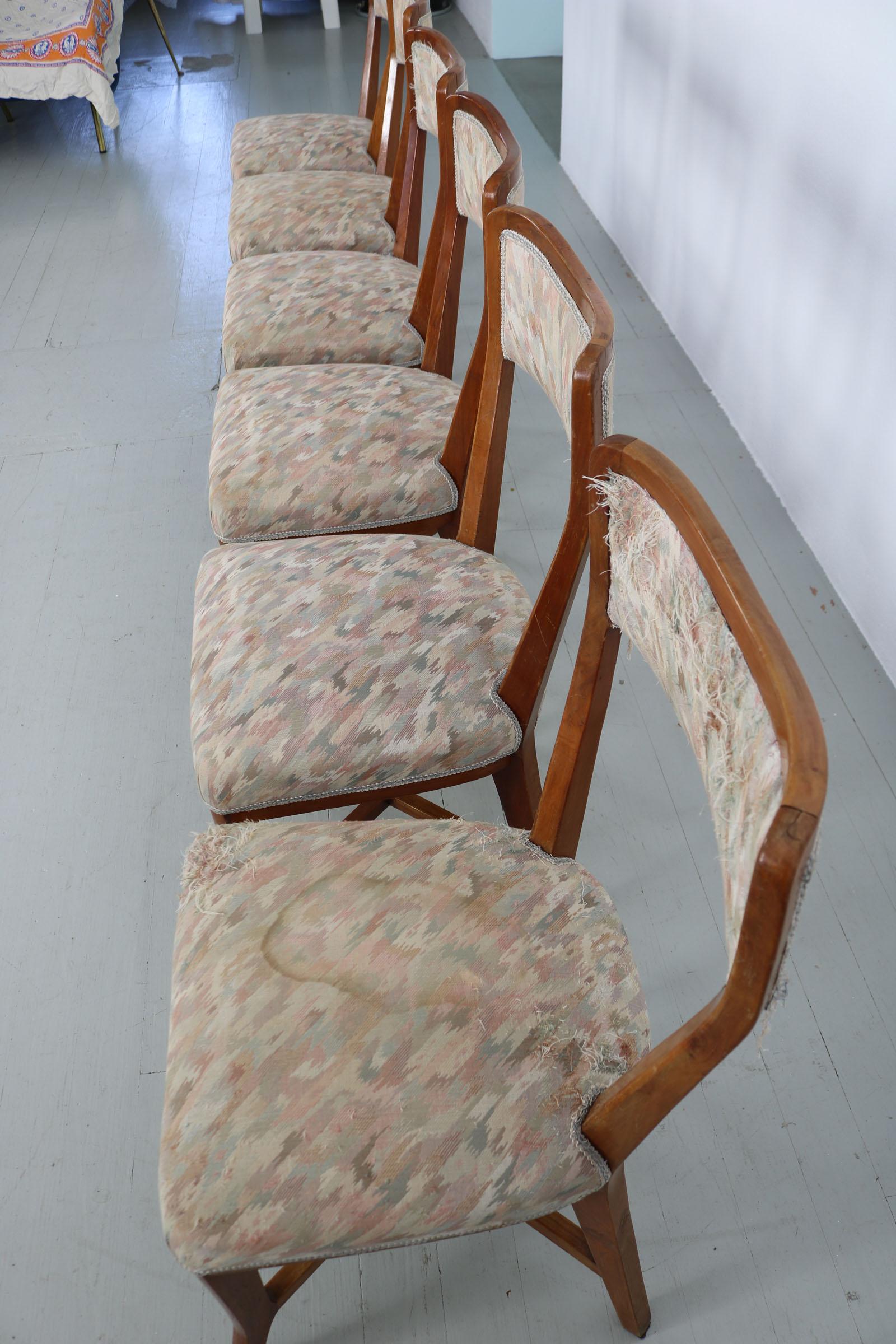 Set von 6 Melchiorre-Bega-Stühlen aus Kirschbaumholz, Italien, 1950er Jahre im Angebot 8