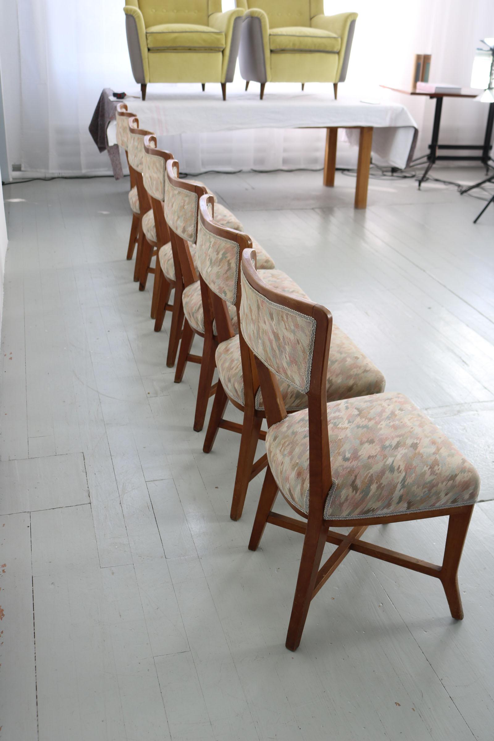 Set von 6 Melchiorre-Bega-Stühlen aus Kirschbaumholz, Italien, 1950er Jahre im Angebot 9