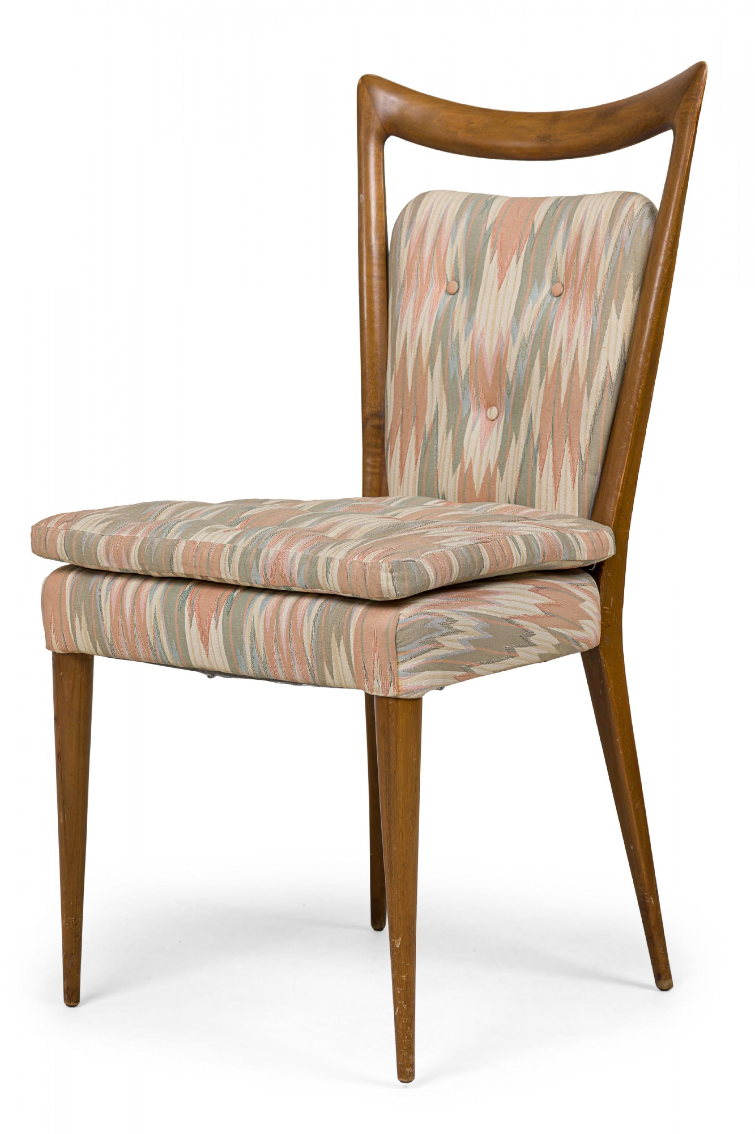Set of 6 Melchiorre Bega Midcentury Italian Zigzag Upholstered Dining Chairs In Good Condition For Sale In New York, NY