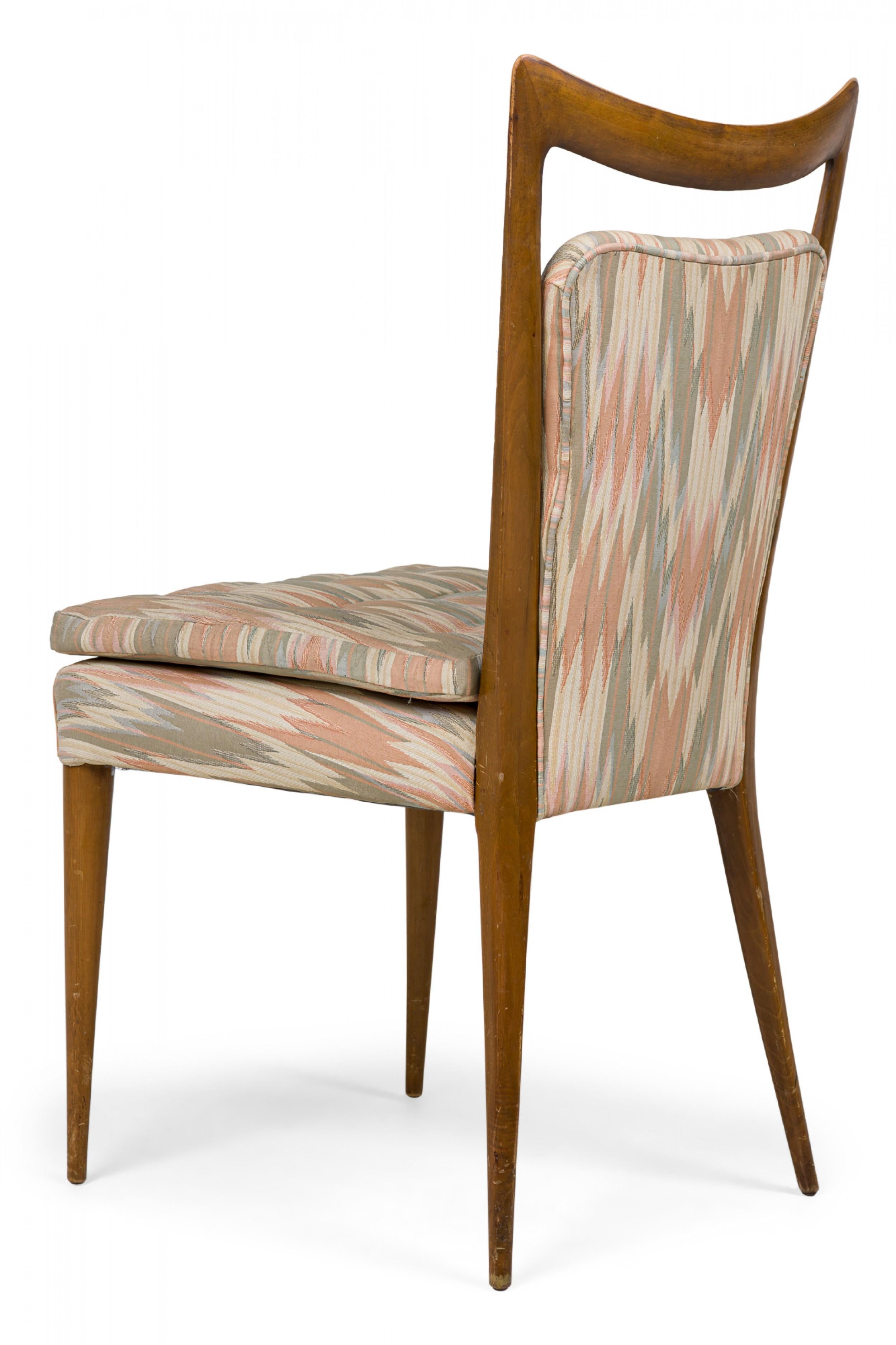 Fabric Set of 6 Melchiorre Bega Midcentury Italian Zigzag Upholstered Dining Chairs For Sale