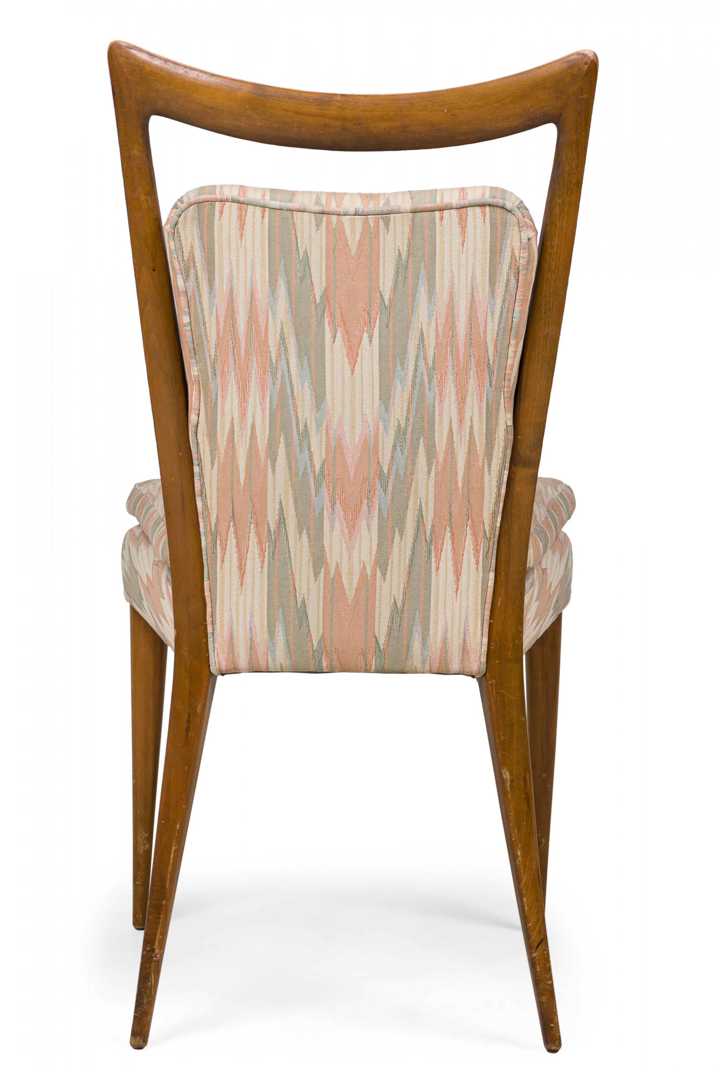 Set of 6 Melchiorre Bega Midcentury Italian Zigzag Upholstered Dining Chairs For Sale 1