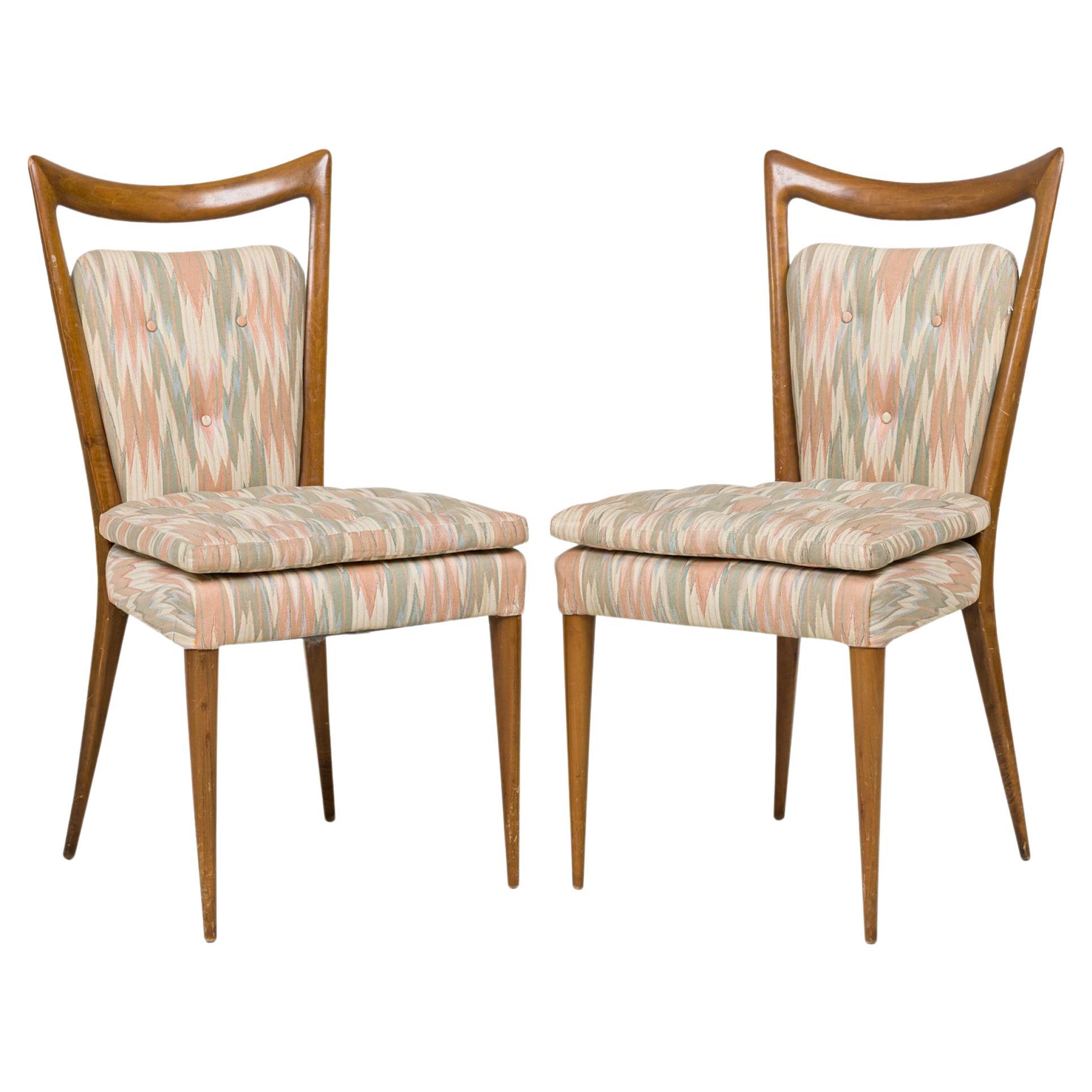 Set of 6 Melchiorre Bega Midcentury Italian Zigzag Upholstered Dining Chairs For Sale