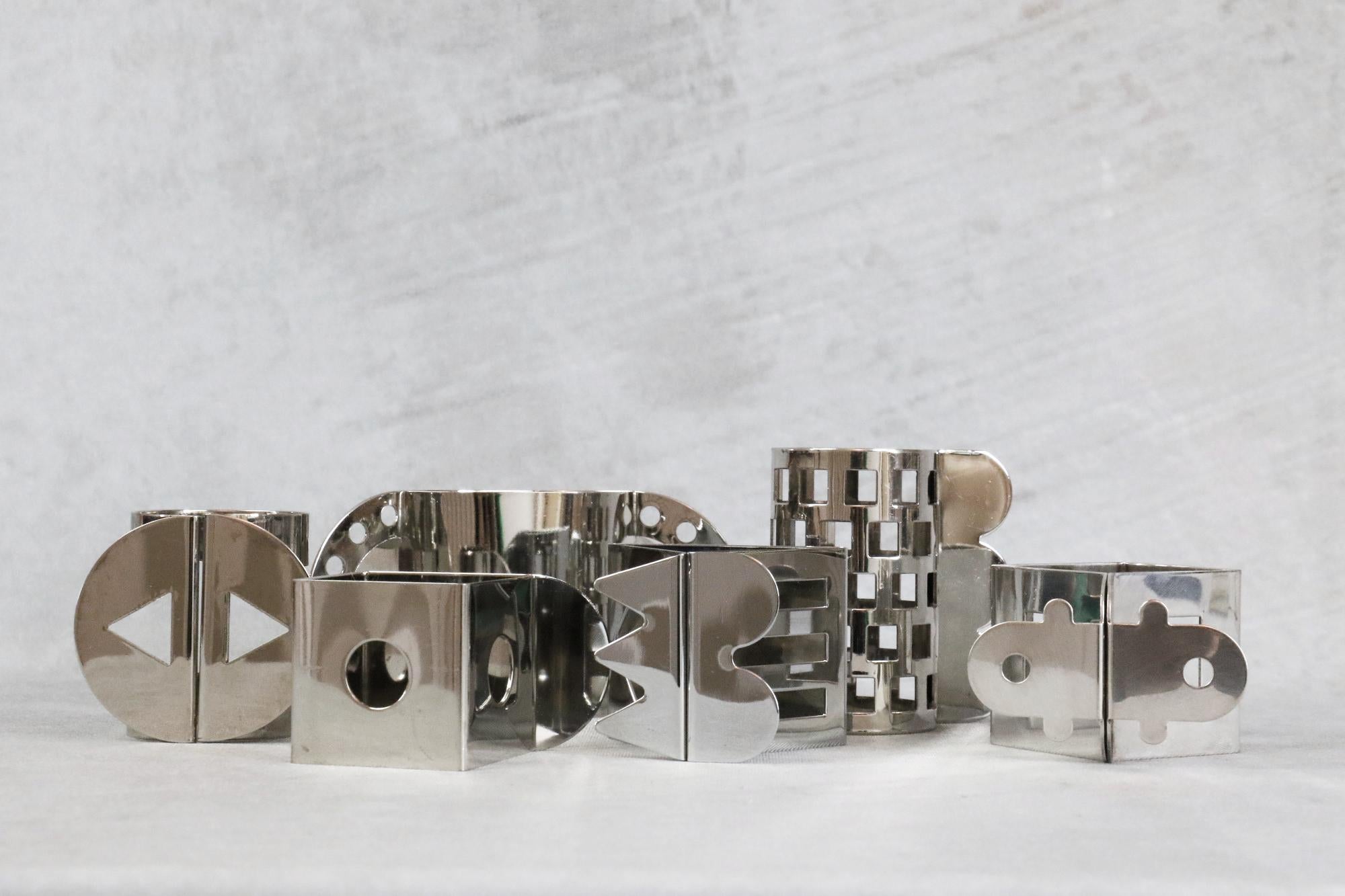 Post-Modern Set of 6 Memphis Milano Napkin Rings by Nathalie du Pasquier and Ajumi Han