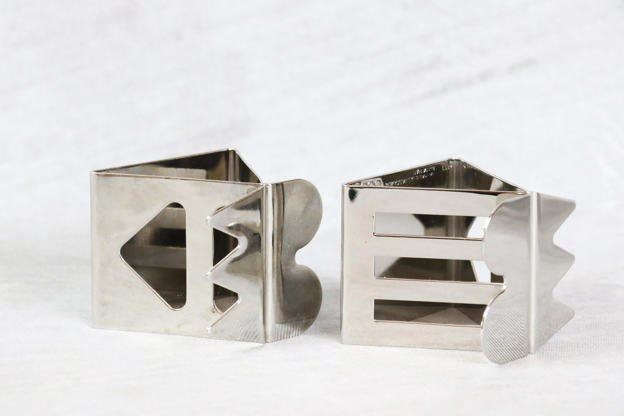 Silver Plate Set of 6 Memphis Milano Napkin Rings by Nathalie du Pasquier and Ajumi Han