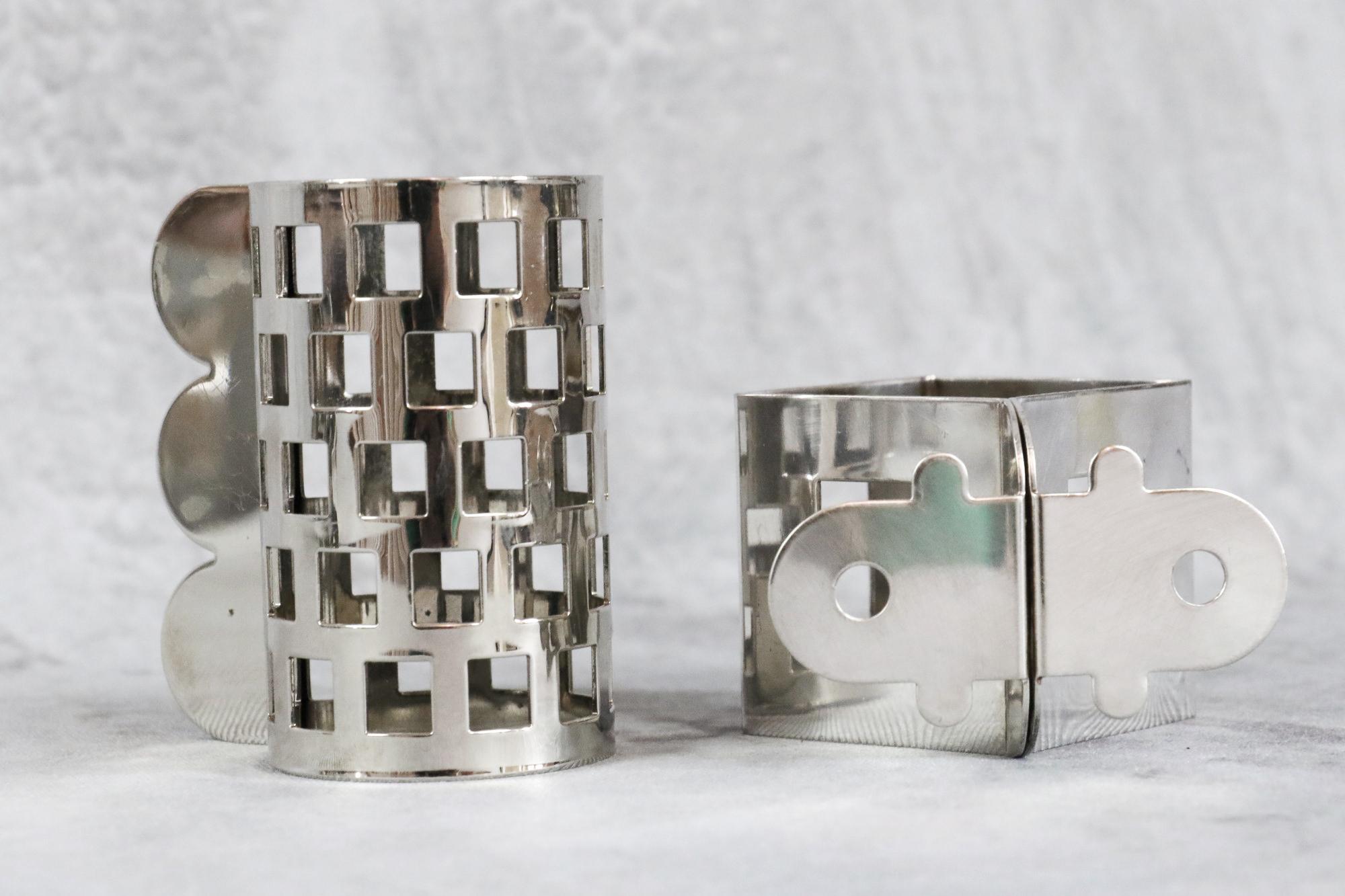 Silver Plate Set of 6 Memphis Milano Napkin Rings by Nathalie du Pasquier and Ajumi Han